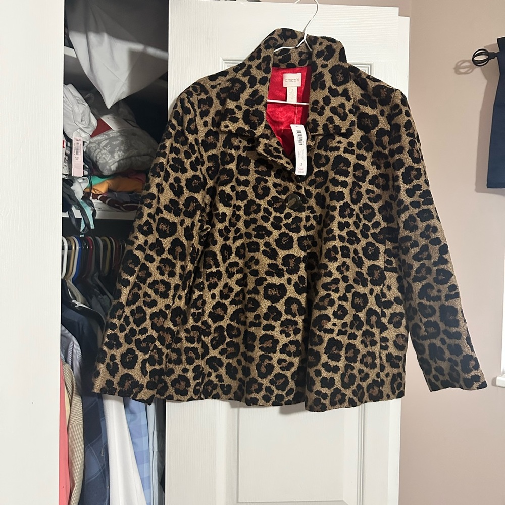 Chico’s Leopard Jacket NWT size 3
